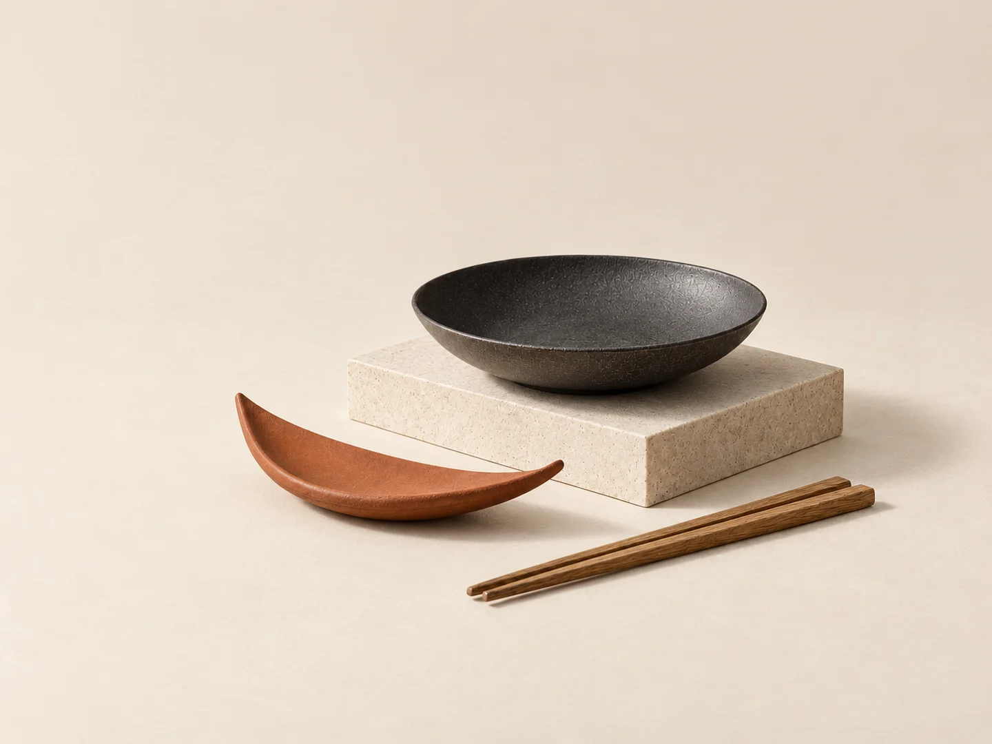 Sumi Table 도자기·참나무·석재 소재 연구
